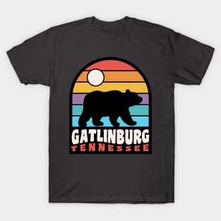 Gatlinburg Tennessee Bear Badge Retro Sunset T-Shirt